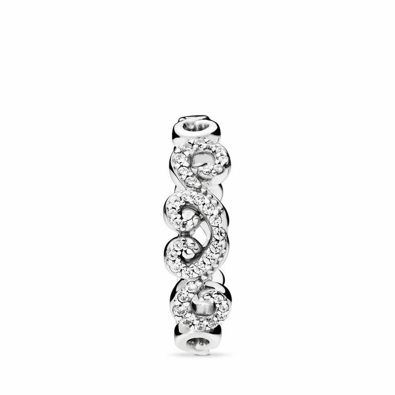 Pandora Heart Swirls Stackable Ring - Sterling Silver/Cubic Zirconia - Canada | SB4011AB